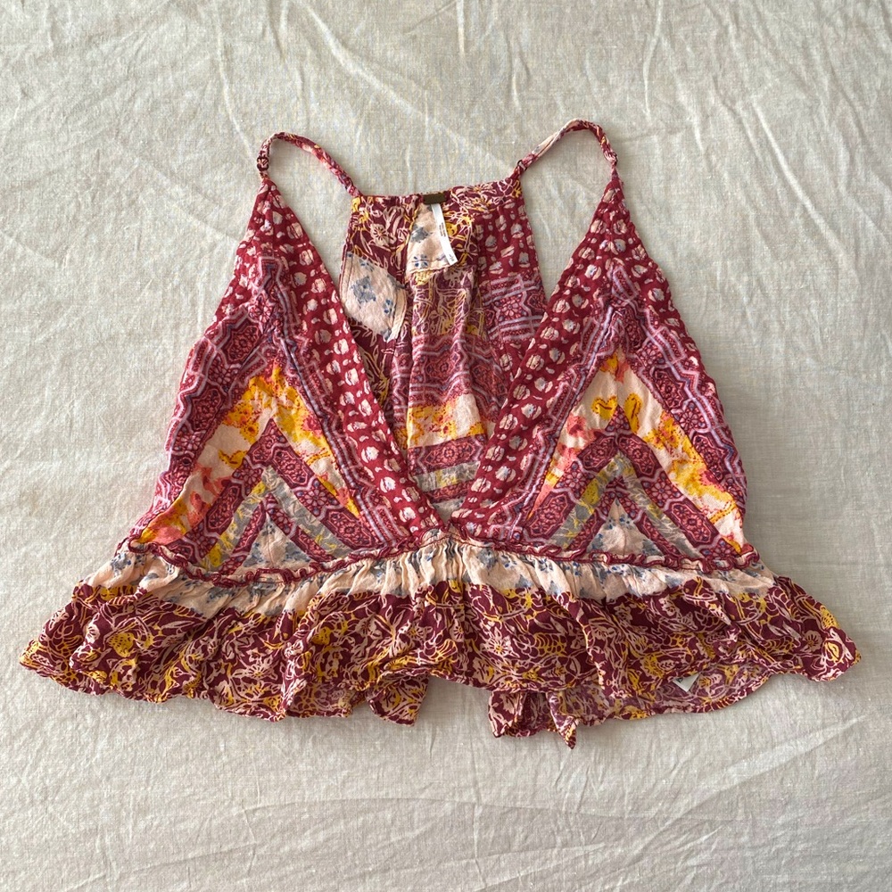 Free People Strap Cropped Multicolored Floral Tank